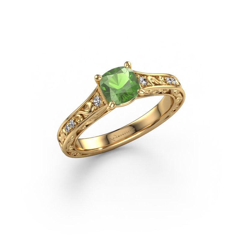 Bague de fiançailles Mallory CUS 585 or jaune vert tourmaline 5.5 mm