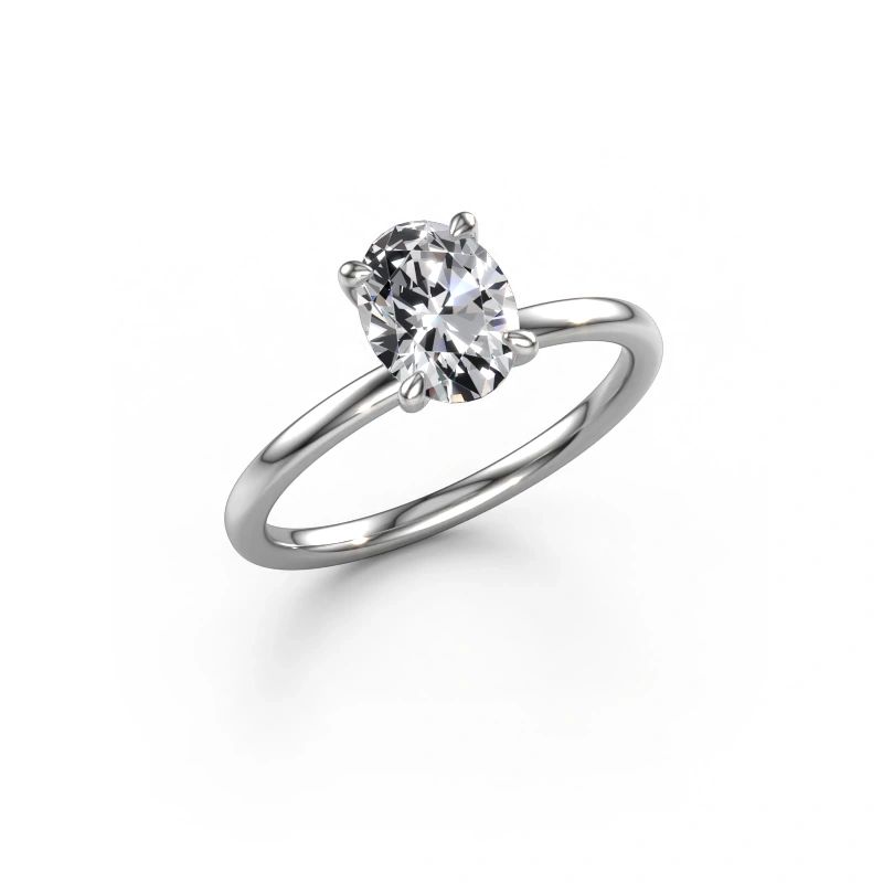 Engagement ring Crystal OVL 1 585 white gold lab-grown diamond 1.10 crt