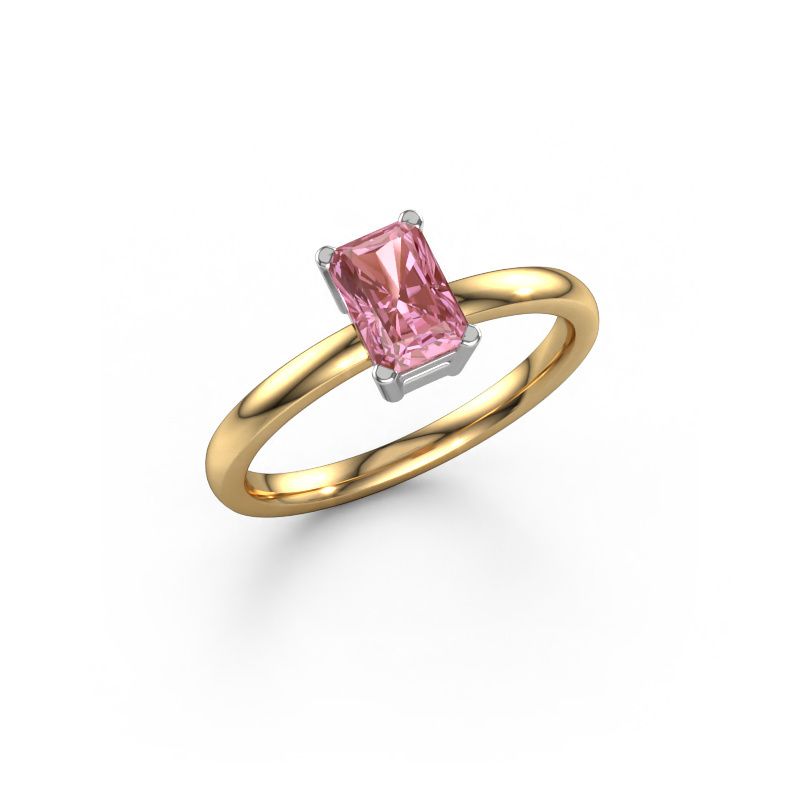 Engagement ring Denita 1 RAD 585 gold pink lab grown diamond 6.5x4.5 mm