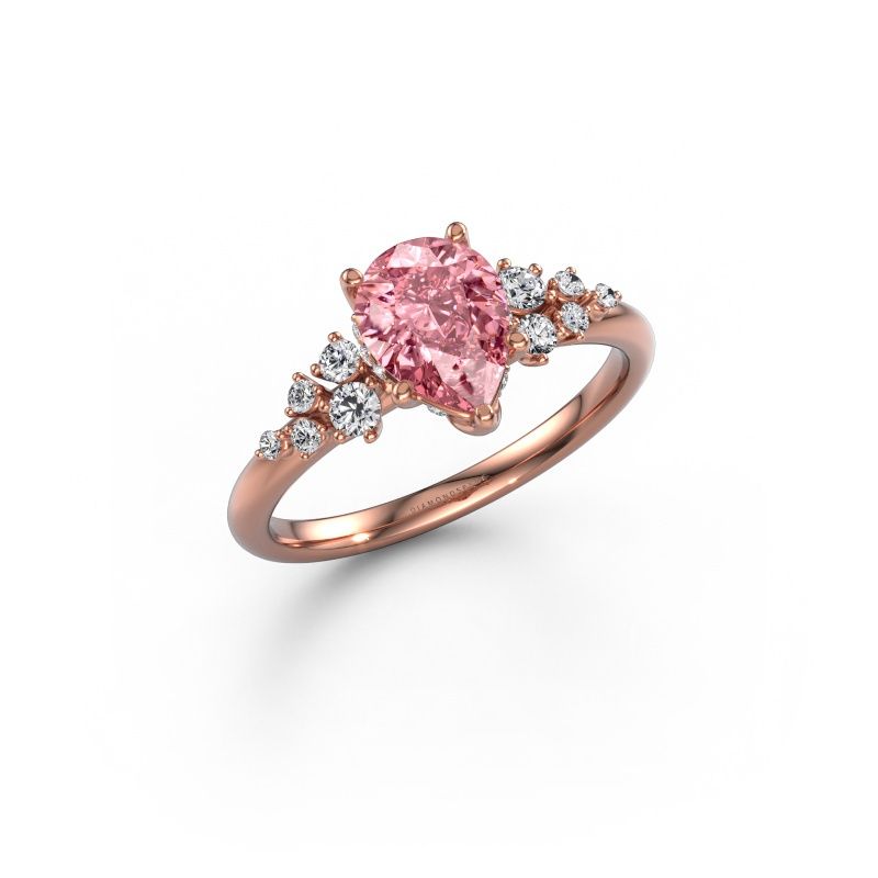 Engagement ring Emma PER 585 rose gold pink lab grown diamond 8x6 mm