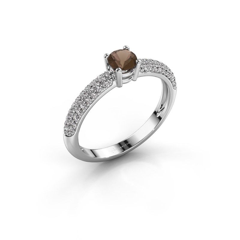 Image of Ring Marjan<br/>585 white gold<br/>Smokey quartz 4.2 mm