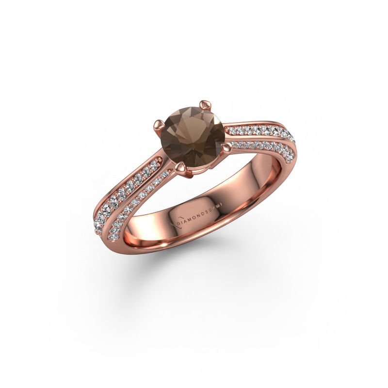 Bague de fiançailles Ruby rnd 585 or rose quartz fumé 5.7 mm