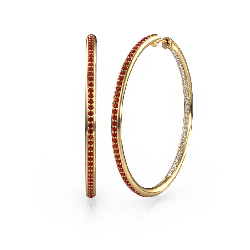 Hoop earrings Sina 35mm 585 gold ruby 1.1 mm