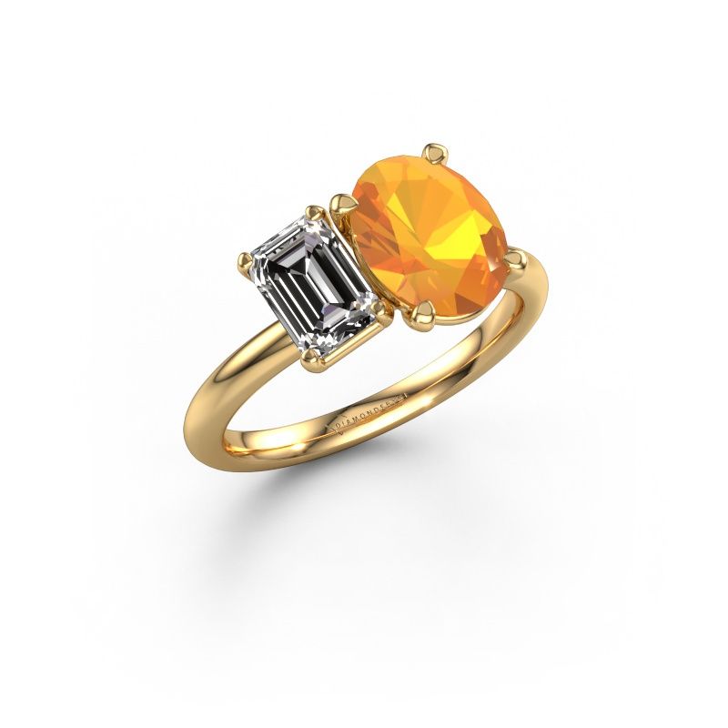 Engagement ring Toi et Moi OVL-EME 585 gold citrin 9x7 mm
