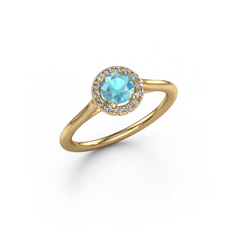 Verlovingsring Seline rnd 1 585 goud blauw topaas 5 mm
