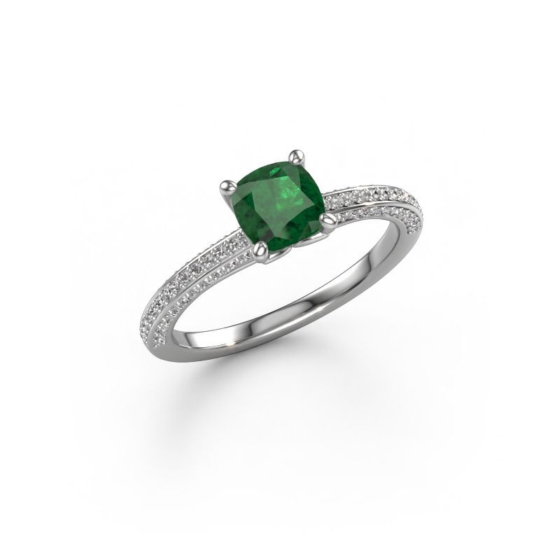 Engagement ring Elenore cus 950 platinum emerald 5.5 mm