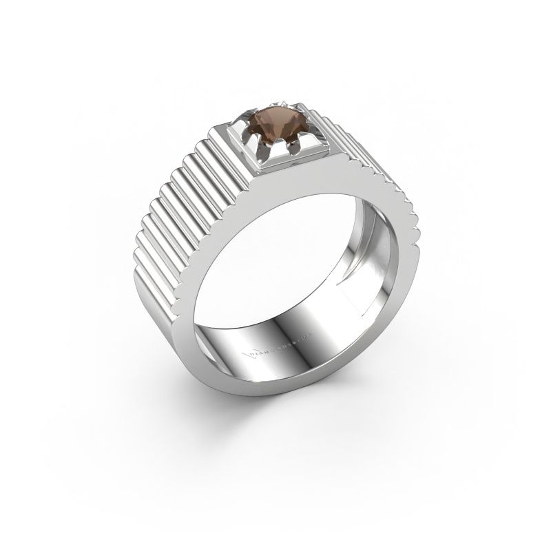Pinky Ring Elias 950 Platin Rauchquarz 5 mm