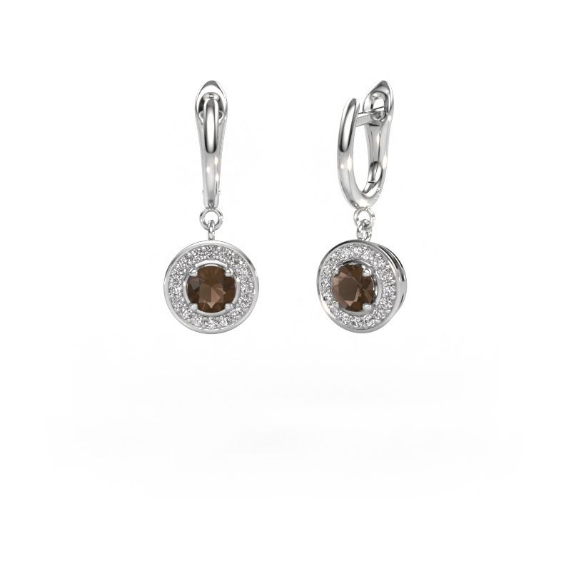 Drop earrings Ninette 1 950 platinum smokey quartz 5 mm