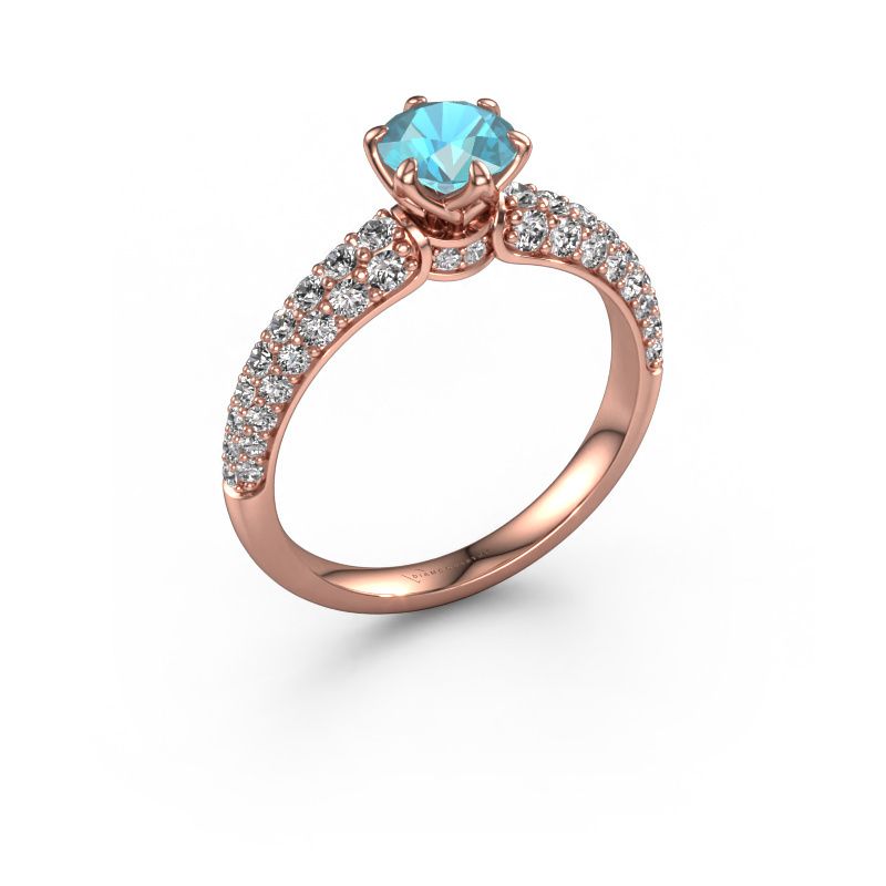 Verlobungsring Meryl 585 Roségold Blau Topas 5.7 mm