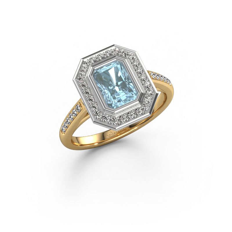Engagement ring Noud 2 RAD 585 gold blue lab grown diamond 7x5 mm