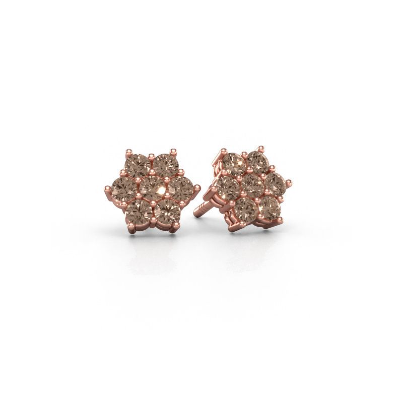 Clous d'oreilles Bonita 585 or rose diamant brun 0.77 crt