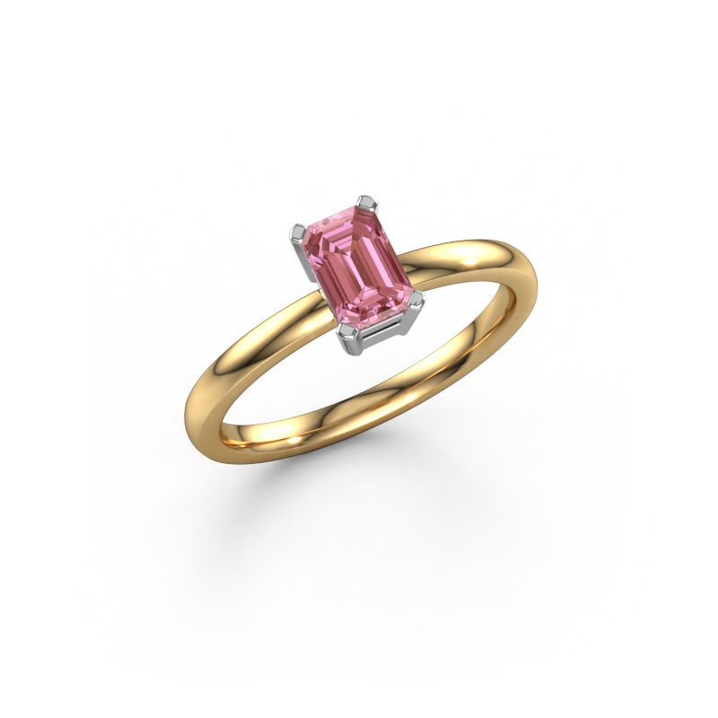 Engagement ring Denita 1 EME 585 gold pink lab grown diamond 6x4 mm