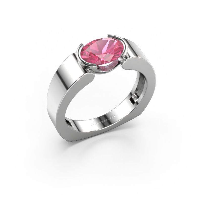 Bague Tonya 950 platine saphir rose 8x6 mm