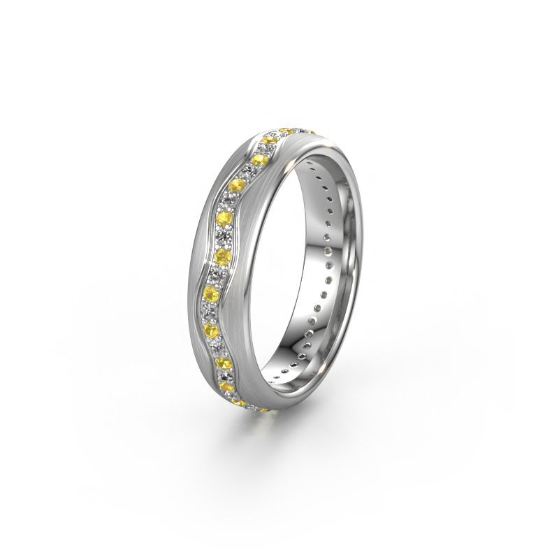 Wedding ring WH0803L35BM 585 white gold yellow sapphire ±5 x 2 mm