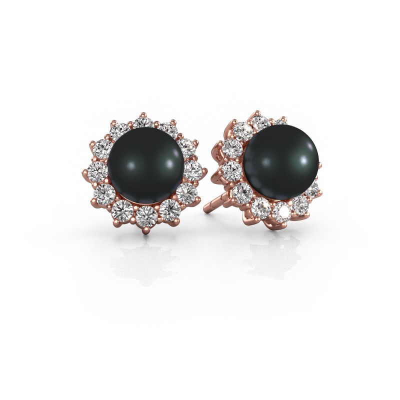 Earrings Tess 585 rose gold black pearl 5 mm