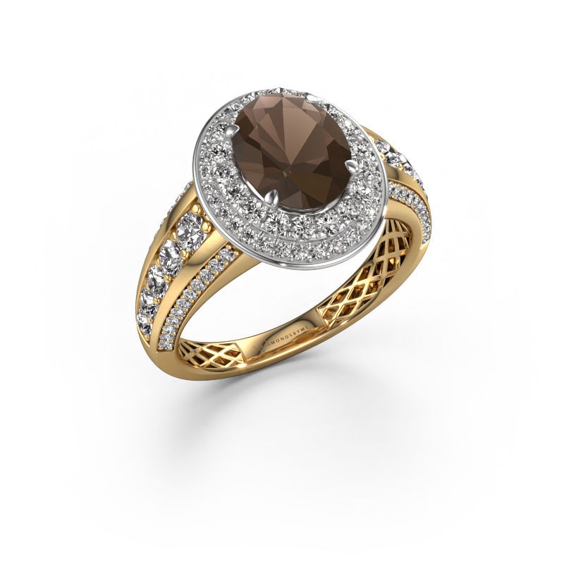 Verlovingsring Nancie 585 goud rookkwarts 9x7 mm