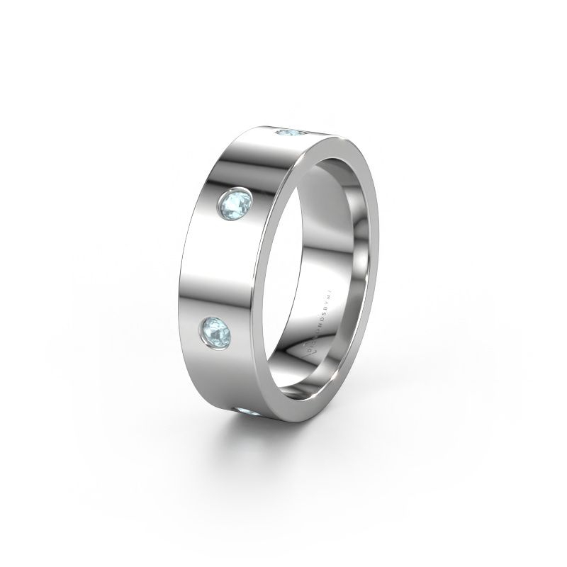 Wedding ring WH0105L16BP 950 platinum aquamarine 2.4 mm ±6 x 2 mm