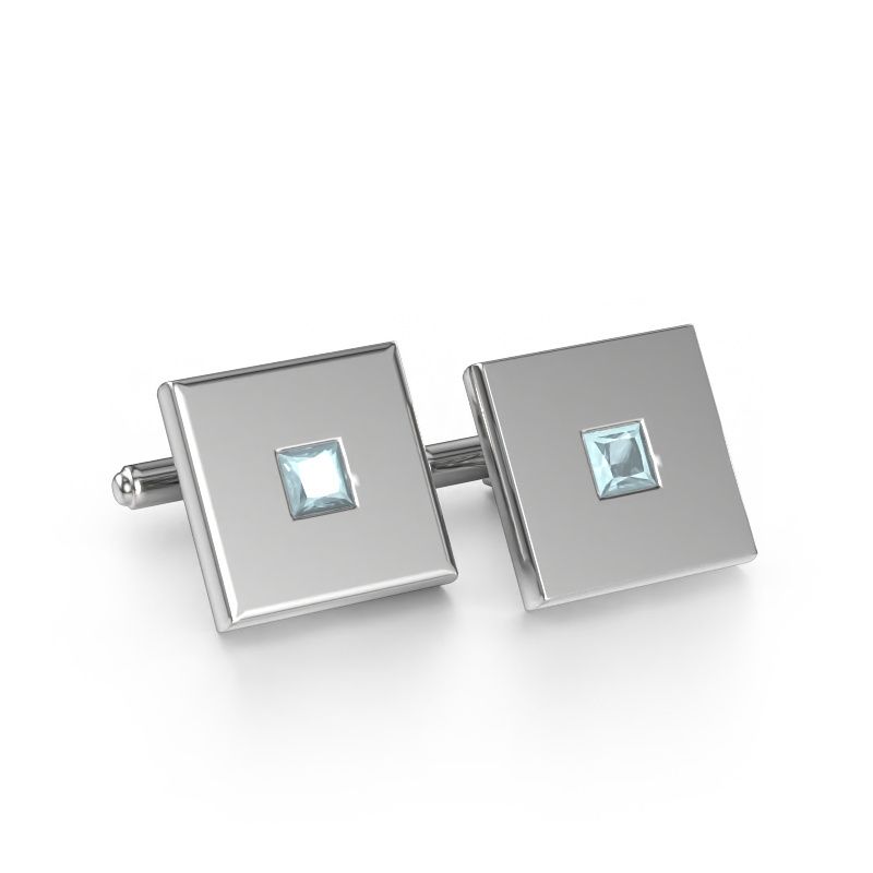 Manschettenknöpfe Givanti 585 Weißgold Aquamarin 4 mm