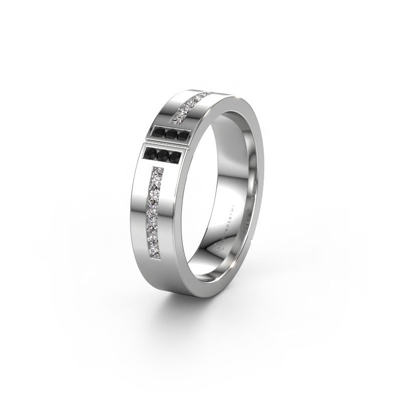 Trouwring WH1106L15AP20 585 witgoud zwarte diamant ±5x1.7 mm