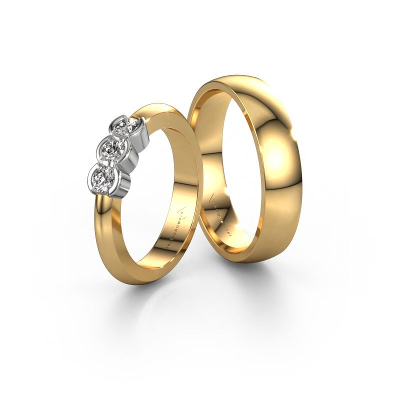Eheringe set WHR0006LM25AP ±5x1.7 mm 14 Karat Gold Diamant 0.10 crt