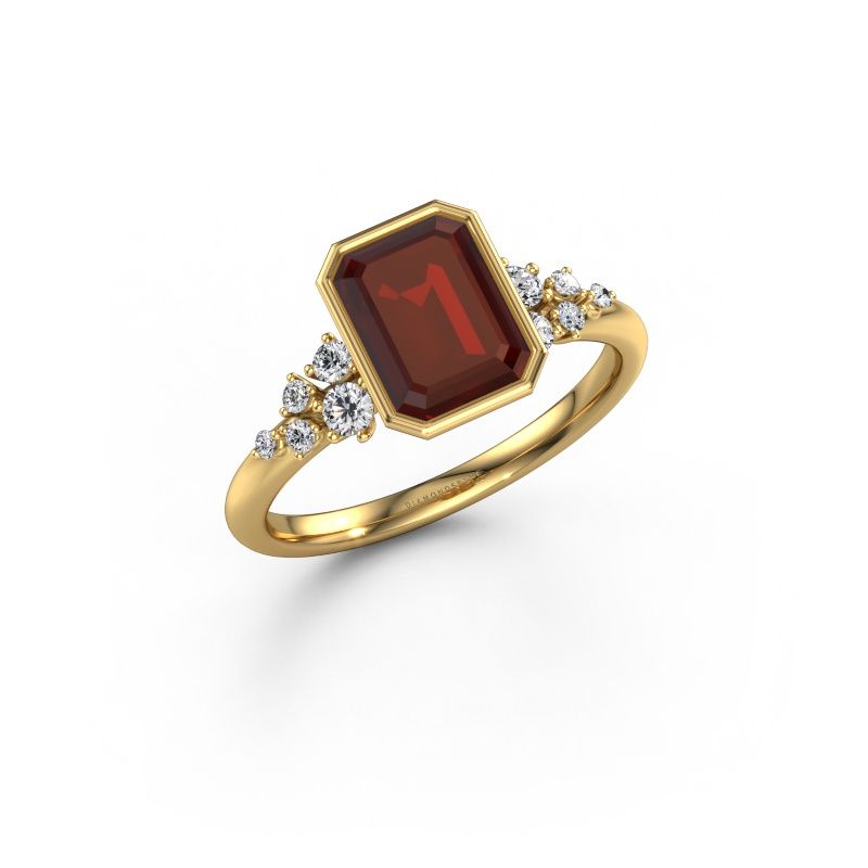 Verlovingsring Aliyah EME 585 goud granaat 8x6 mm