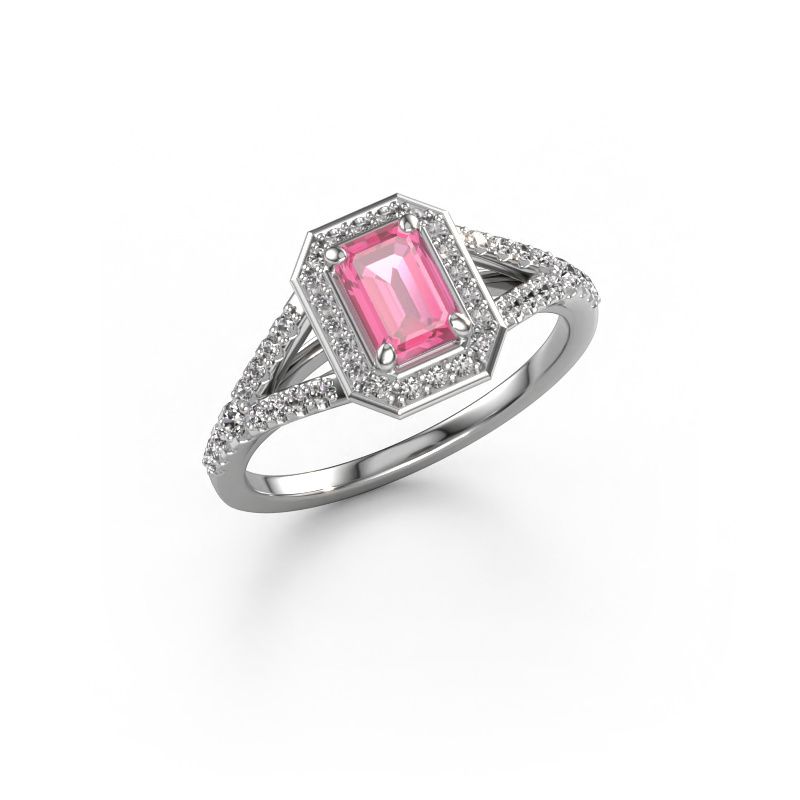Engagement ring Pamela EME 950 platinum pink sapphire 6x4 mm