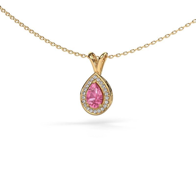 Pendentif Ginger 585 or jaune saphir rose 7x5 mm