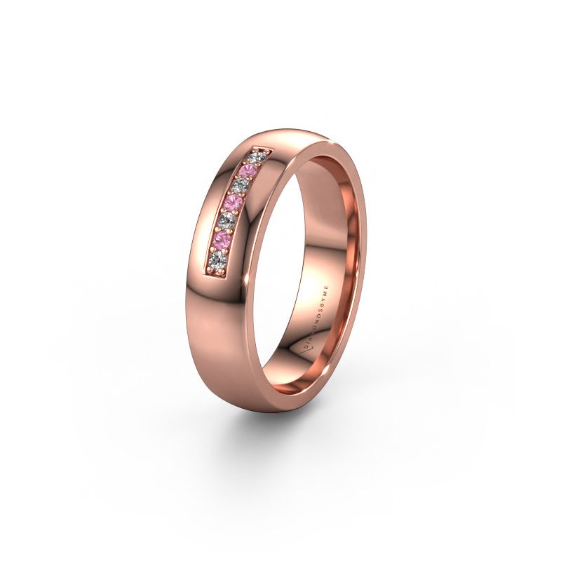 Wedding ring WH0112L25BP 585 rose gold pink sapphire ±5x2 mm