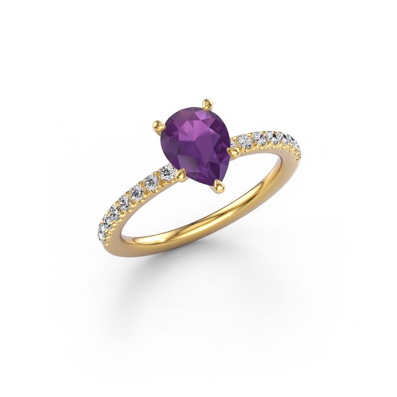 Engagement ring Crystal PER 2 585 gold amethyst 8x6 mm