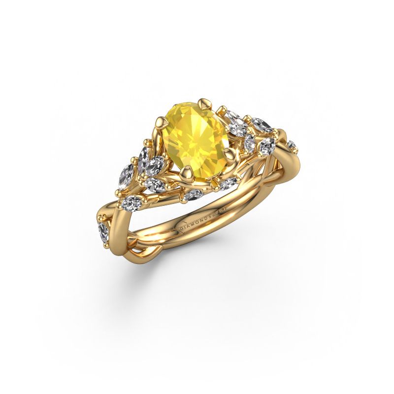Engagement ring Samantha OVL 585 gold yellow sapphire 7,5x5,5 mm