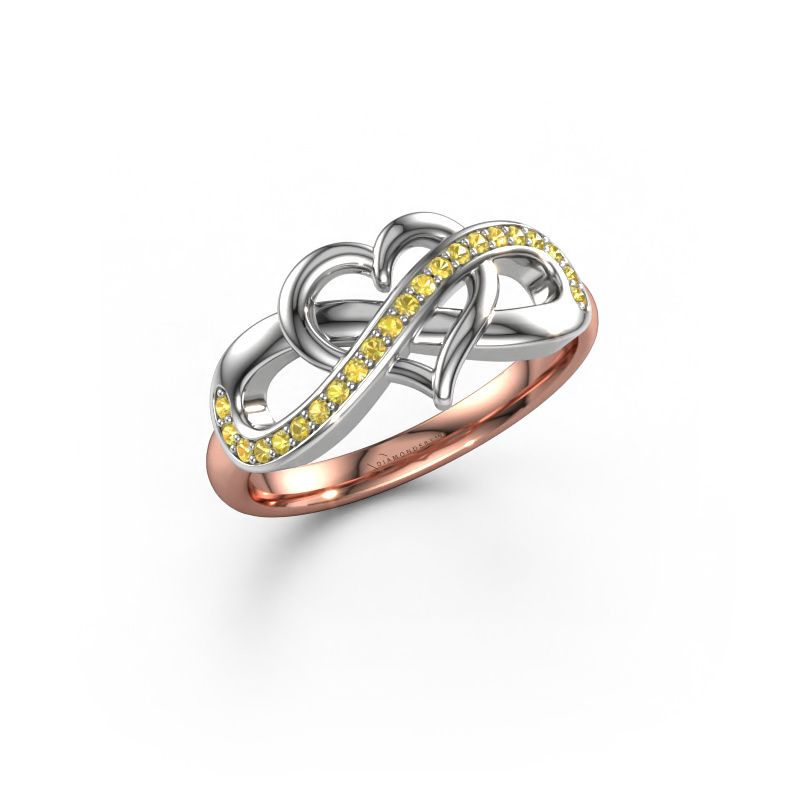 Ring Yael 585 rosé goud gele saffier 1.1 mm