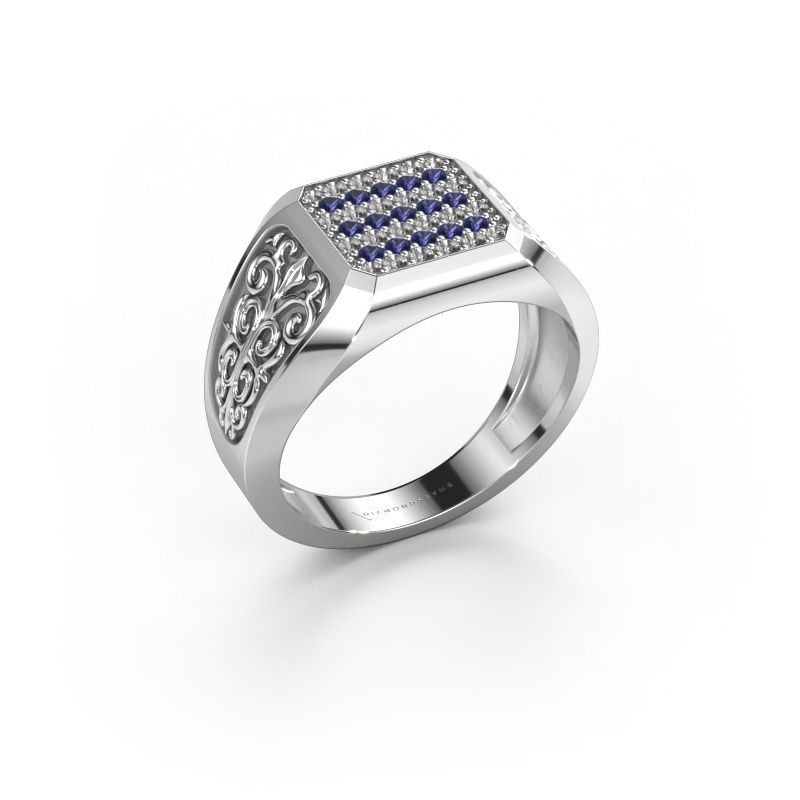 Heren ring Amir 585 witgoud saffier 1.4 mm