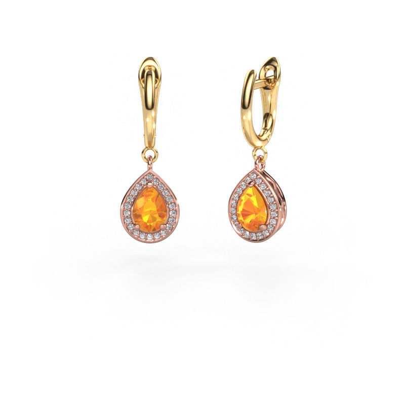 Pendants d'oreilles Ginger 1 585 or rose citrine 7x5 mm