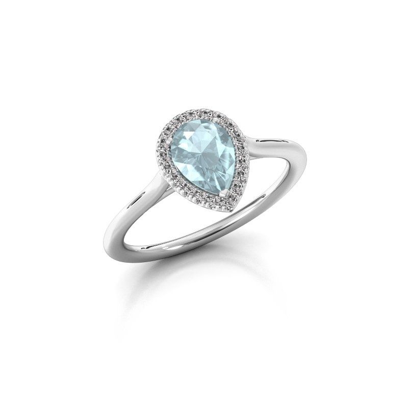 Image of Engagement ring seline per 1<br/>585 white gold<br/>Aquamarine 7x5 mm
