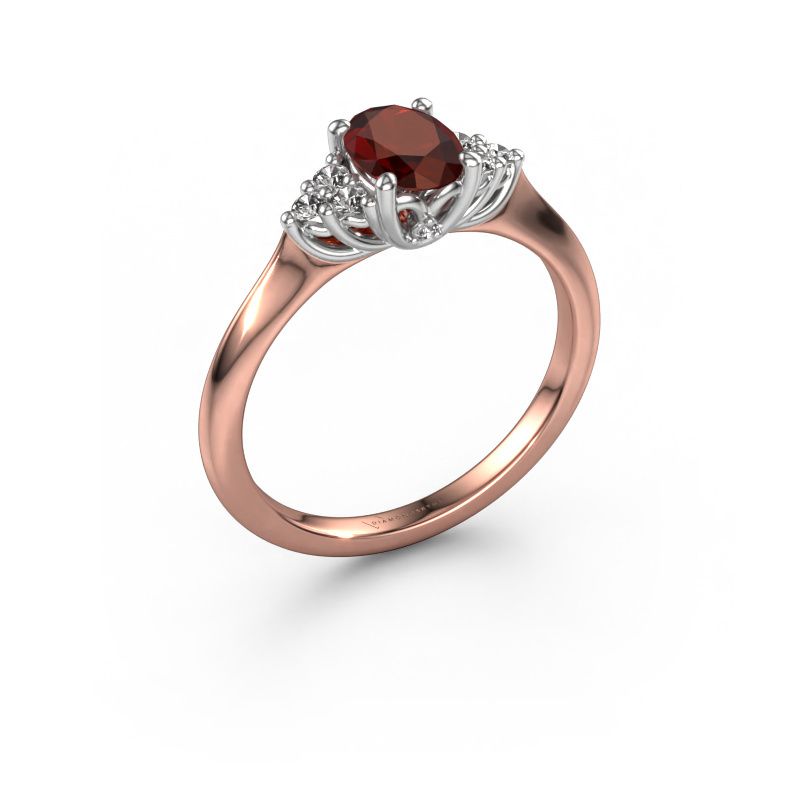 Verlovingsring Felipa OVL 585 rosé goud granaat 7x5 mm