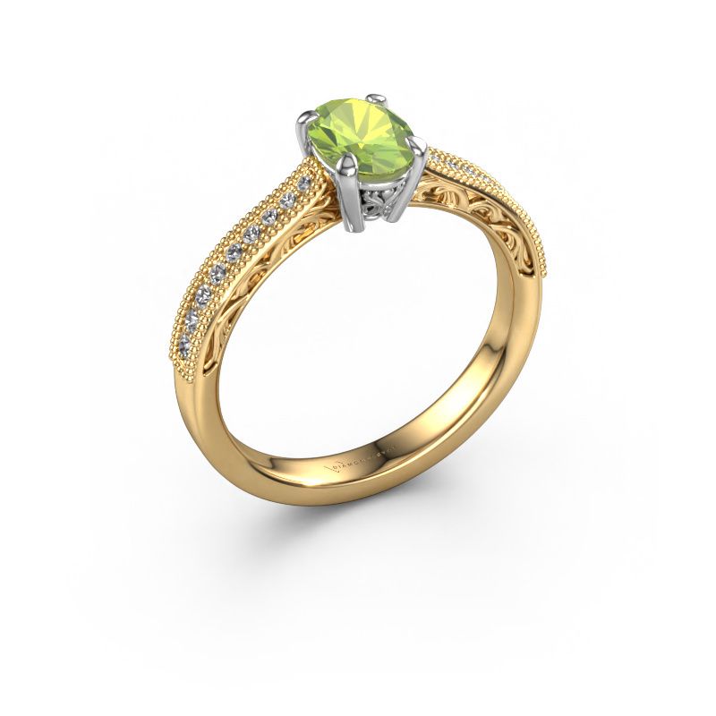 Verlovingsring Shonta OVL 585 goud peridoot 7x5 mm