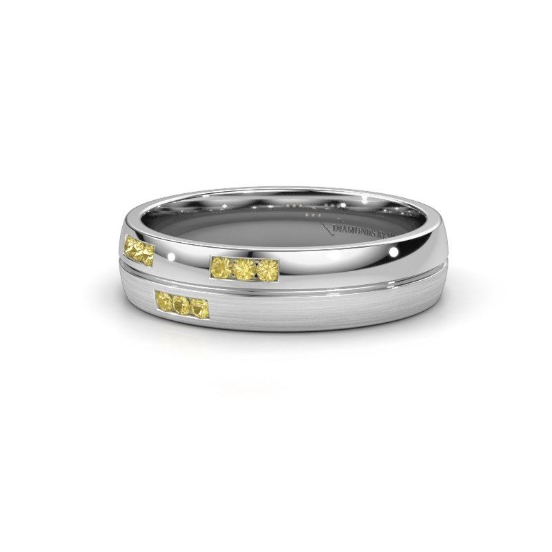 Image of Wedding ring WH0206L25APM<br/>585 white gold ±5x1.7 mm<br/>Yellow sapphire
