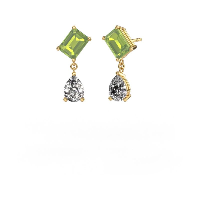 Boucles d'oreilles Toi et Moi EME PER 585 or jaune péridot 8x6 mm