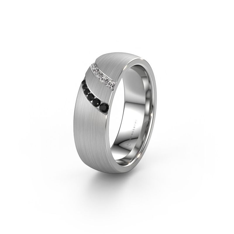 Wedding ring WH2015L 585 white gold black diamond ±6,5x2 mm