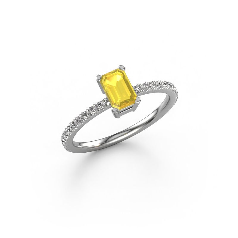 Bague de fiançailles Denita 2 EME 950 platine saphir jaune 6x4 mm