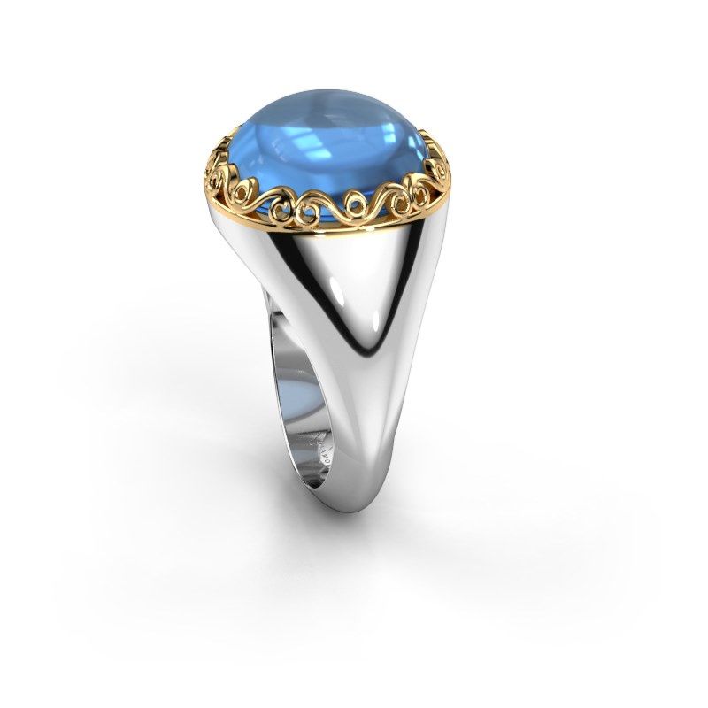 Afbeelding van Ring Birgit<br/>585 witgoud<br/>Blauw topaas 12 mm