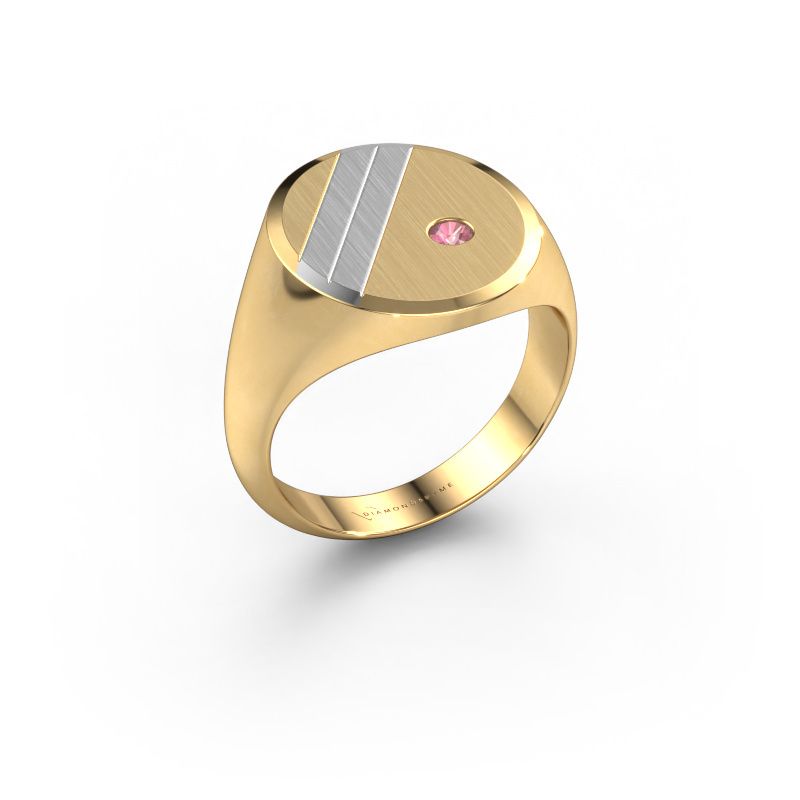 Anillo de sello Wesley 5 585 oro turmalina rosa 2.5 mm