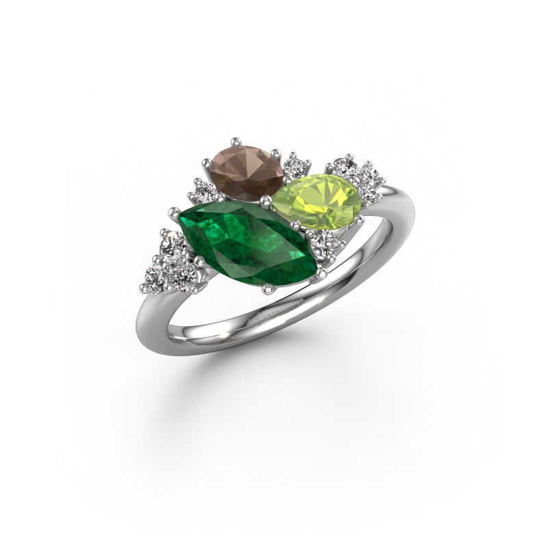 Ring Amanda 585 witgoud smaragd 10x5 mm