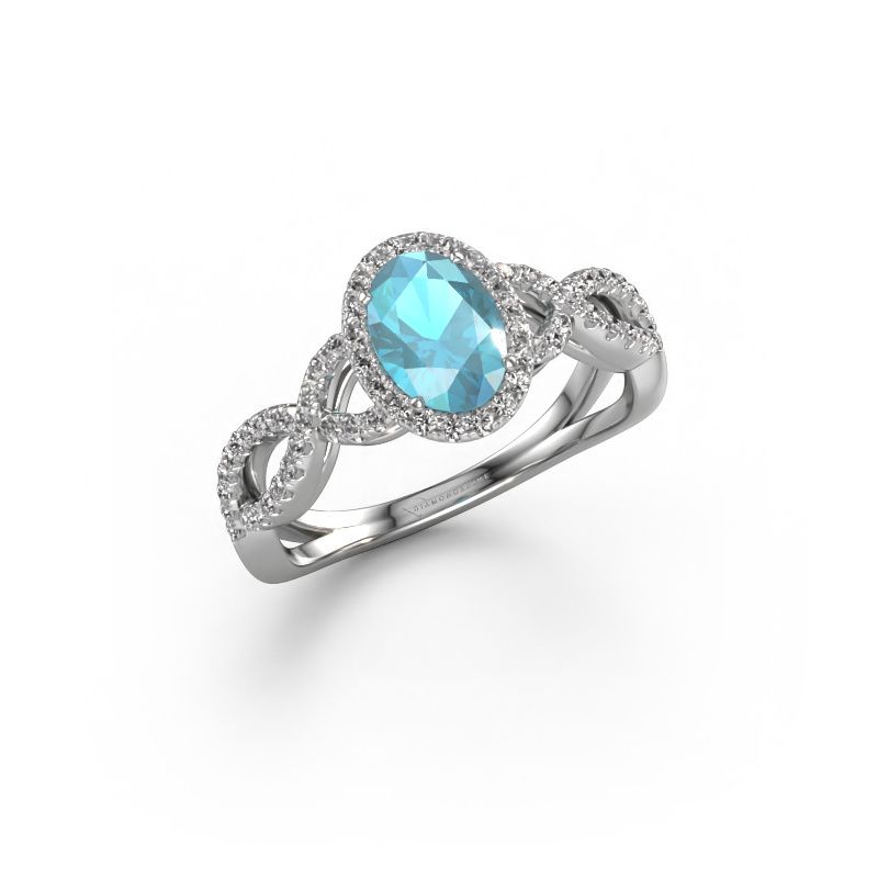 Verlobungsring Dionne ovl 950 Platin Blau Topas 7x5 mm