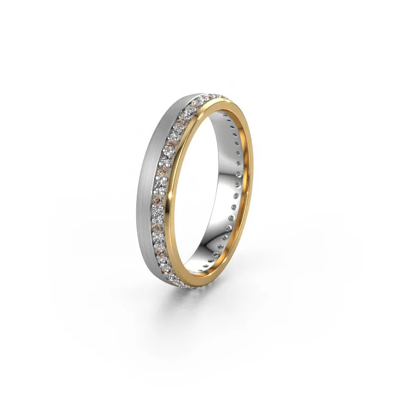 Wedding ring WH0303L24AM 585 white gold brown diamond ±4x1.7 mm