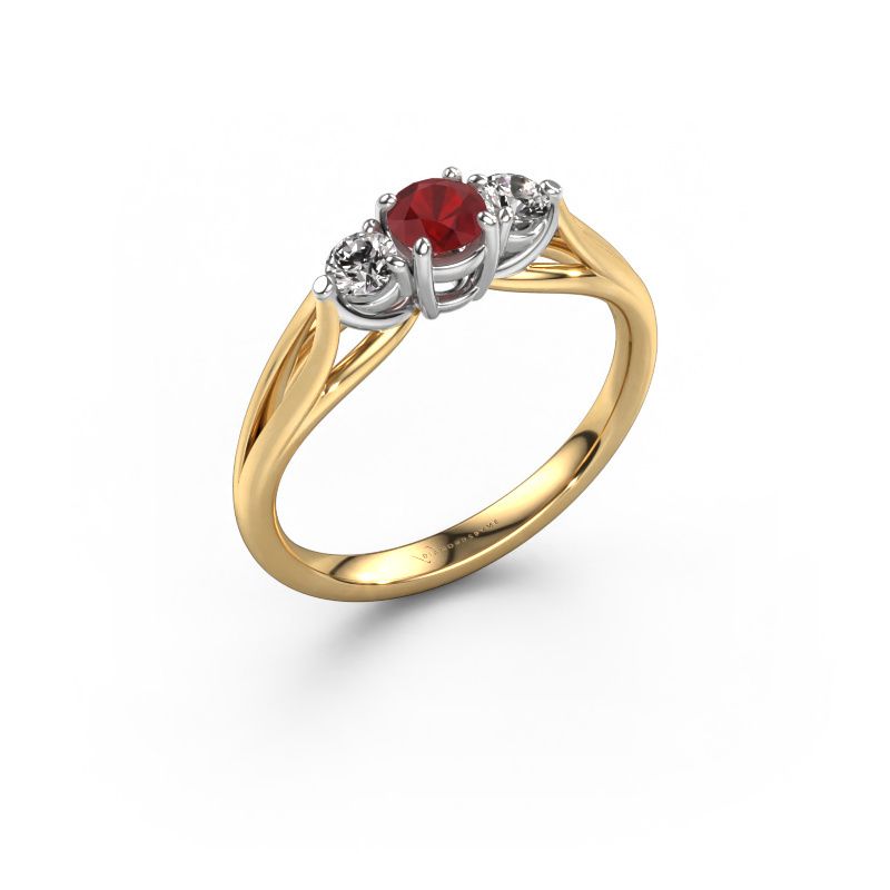Verlovingsring Amie RND 585 goud robijn 4.2 mm