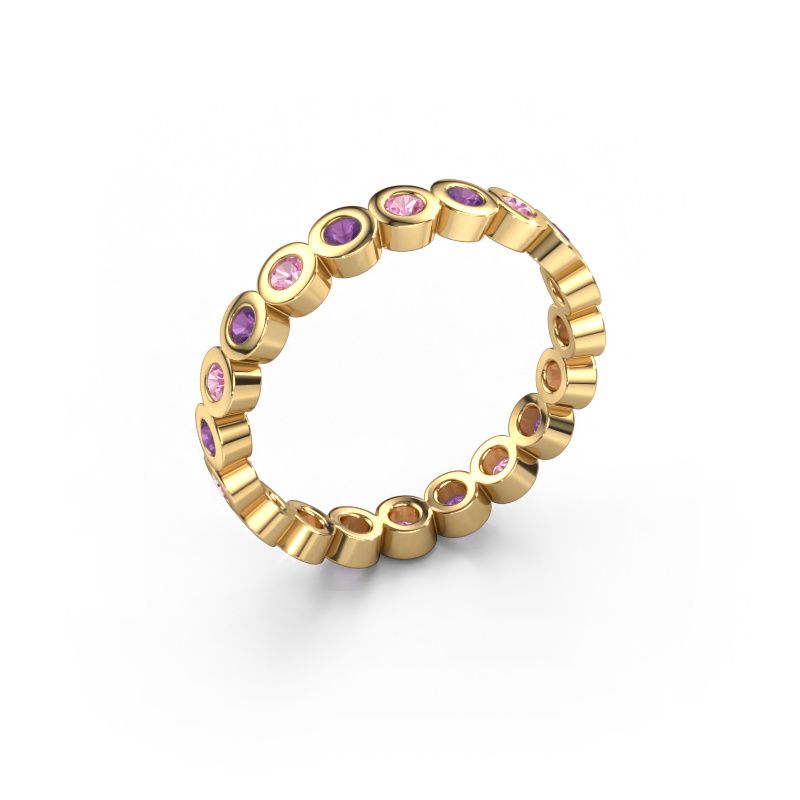 Aanschuifring Edwina 1 585 goud roze saffier 2 mm