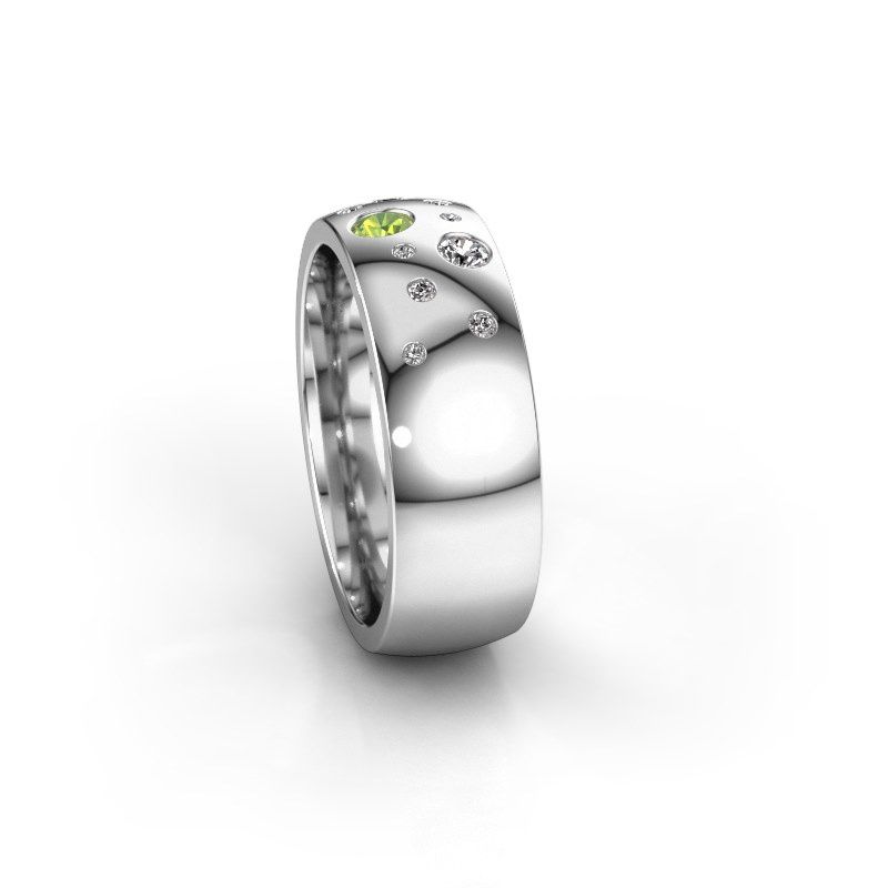 Image of Wedding ring WH0141L26BP<br/>950 platinum ±7x2 mm<br/>Peridot