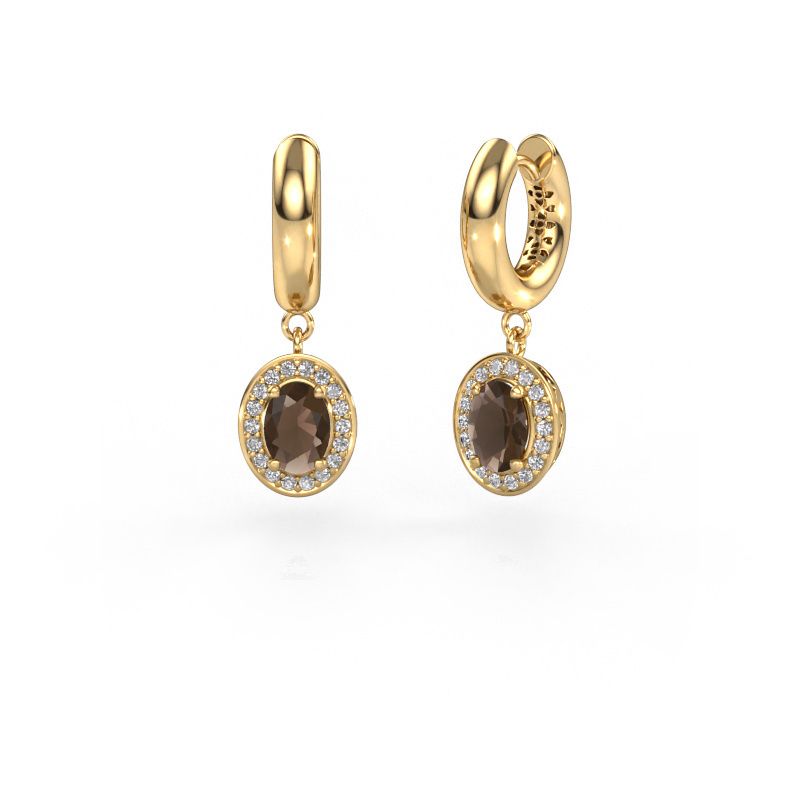 Pendants d'oreilles Annett 585 or jaune quartz fumé 7x5 mm