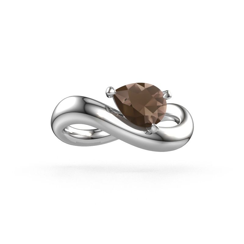 Engagement ring Chloe PER 950 platinum smokey quartz 8x6 mm
